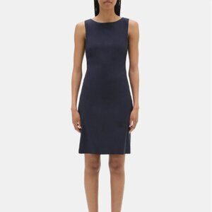 Theory Sheath Dress In Sevona Stretch Wool - Navy